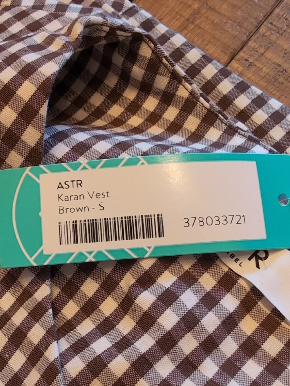 ASTR Karan Check Cotton Vest - S - Picture 4 of 5